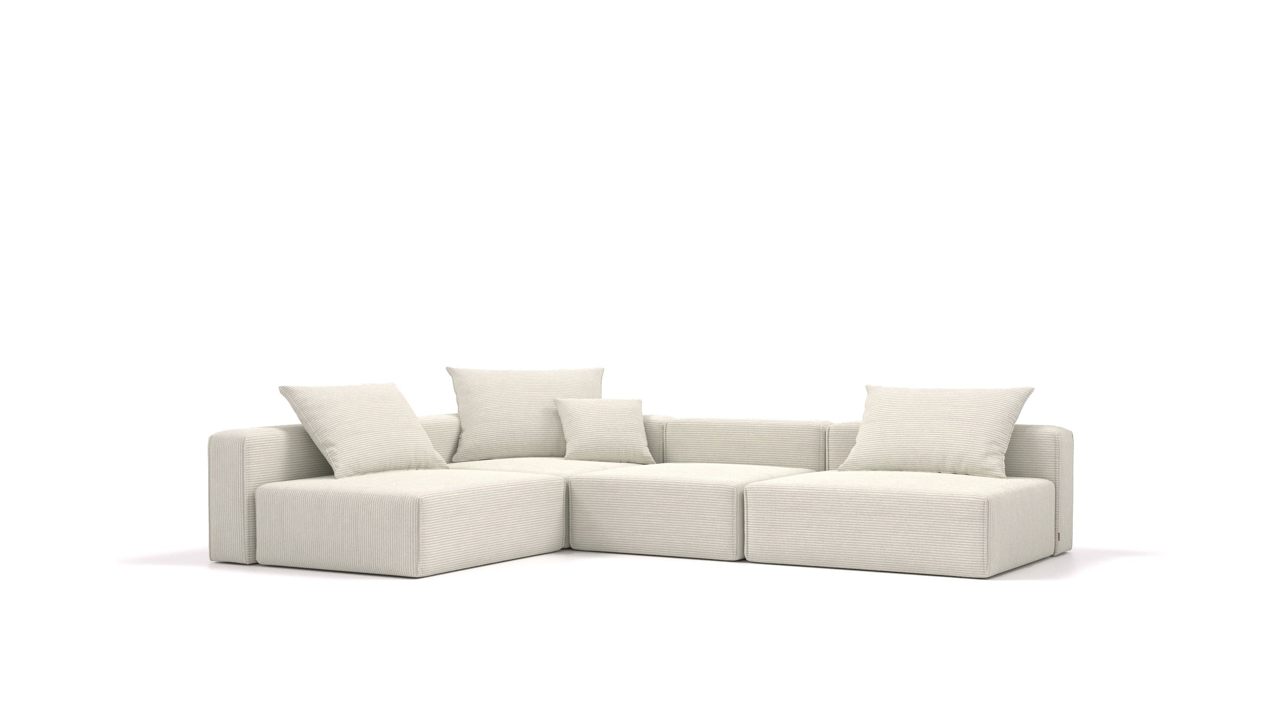 Bard L, modularna sedežna garnitura FEYDOM v tkanini Dahlia DA-83 Pearl, pogled od spredaj