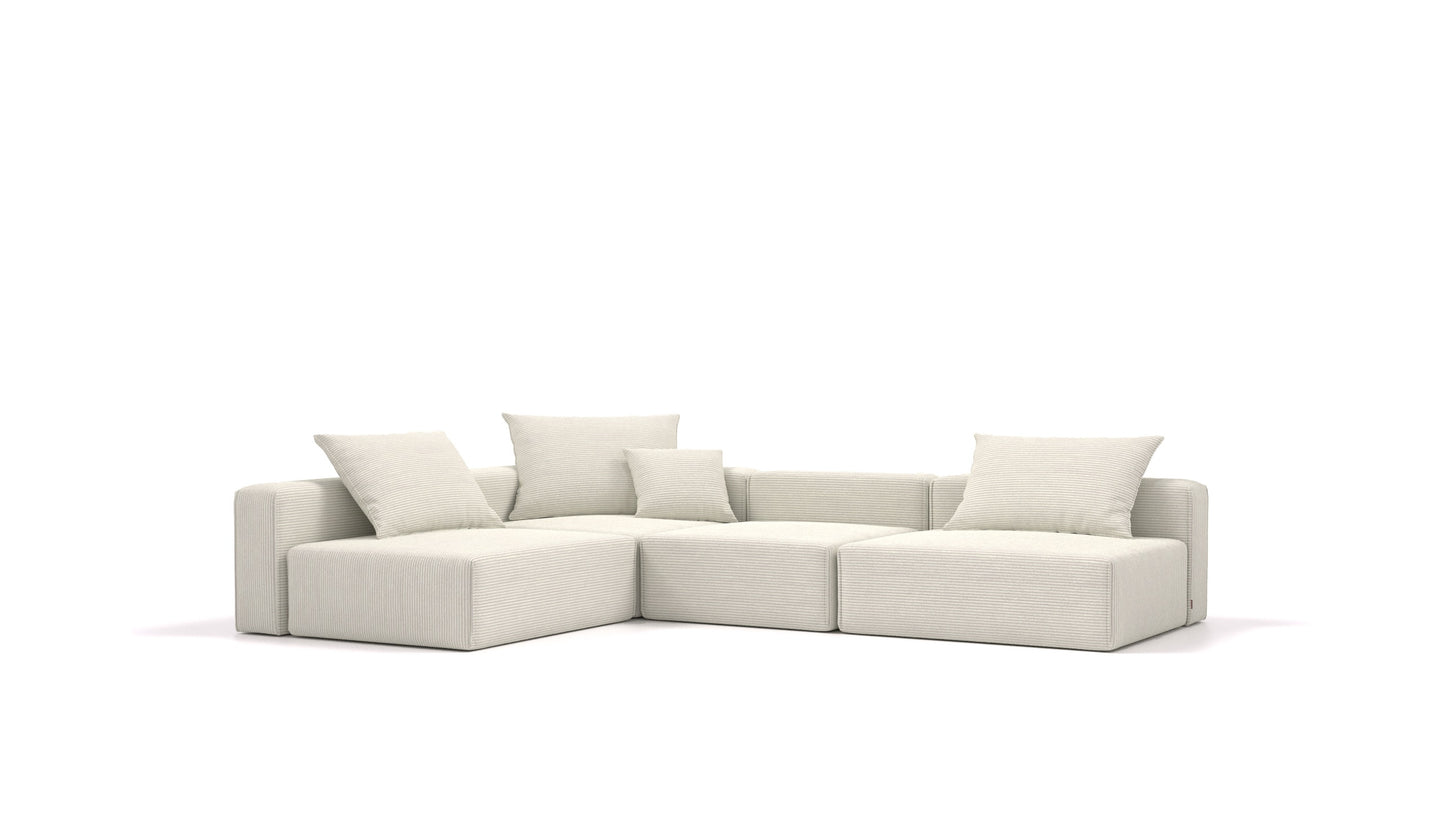 Bard L, modularna sedežna garnitura FEYDOM v tkanini Dahlia DA-83 Pearl, pogled od spredaj