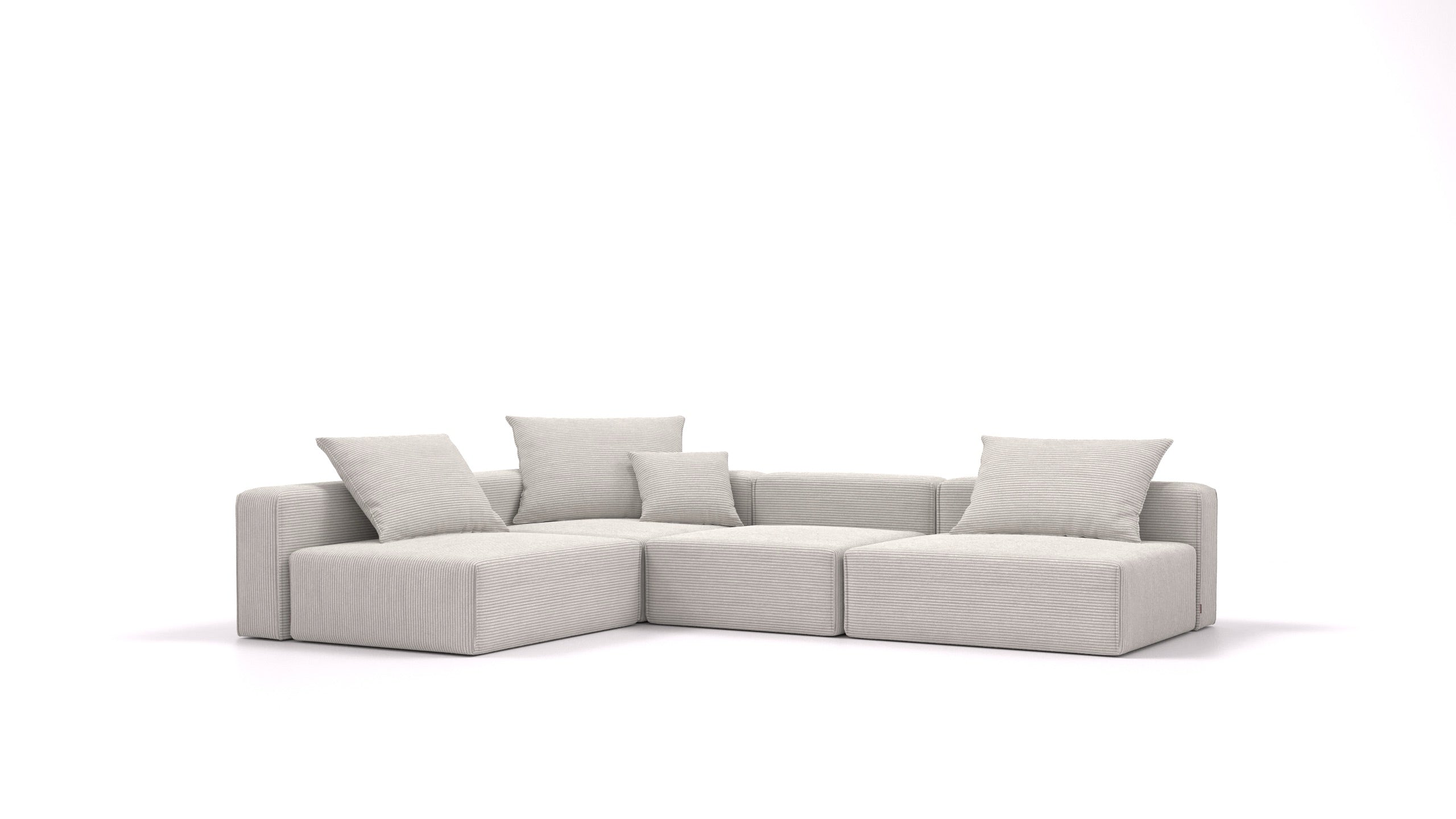 Bard L, modularna sedežna garnitura FEYDOM v tkanini Dahlia DA-86 Platinum, pogled od spredaj
