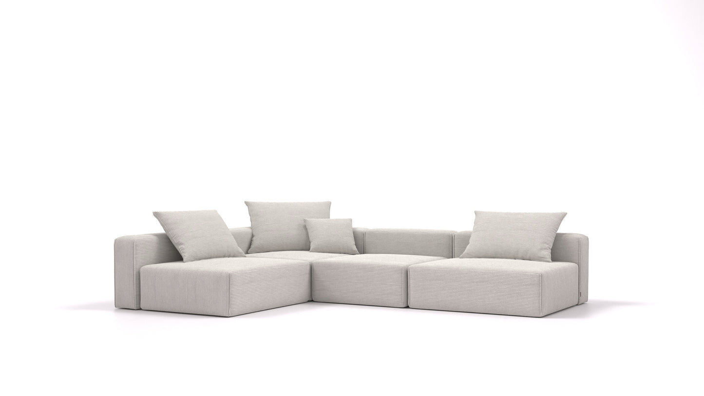 Bard L, modularna sedežna garnitura FEYDOM v tkanini Dahlia DA-86 Platinum, pogled od spredaj