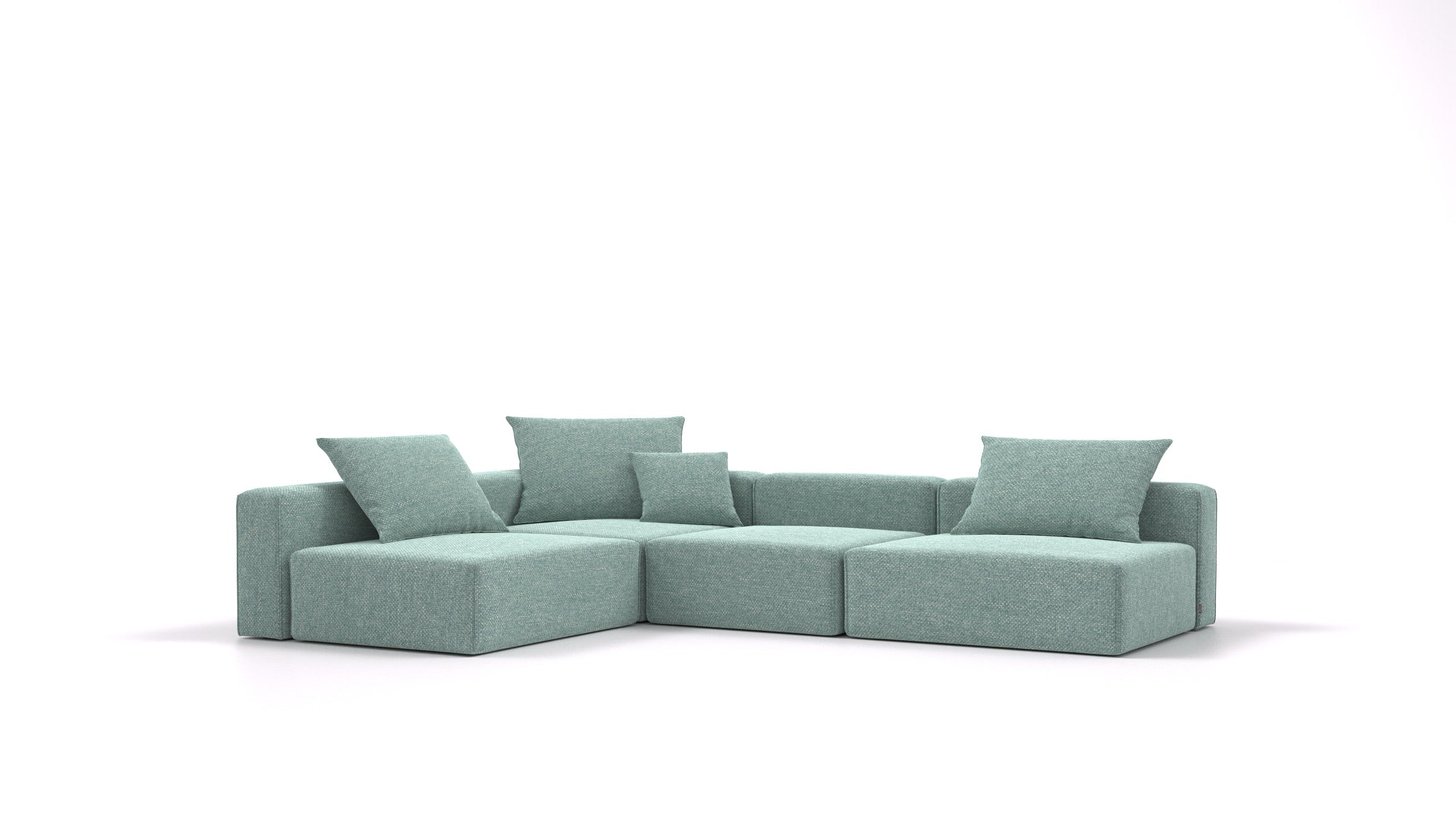 Bard L, modularna sedežna garnitura FEYDOM v tkanini Alure DE-75 Pastel Blue, pogled od spredaj