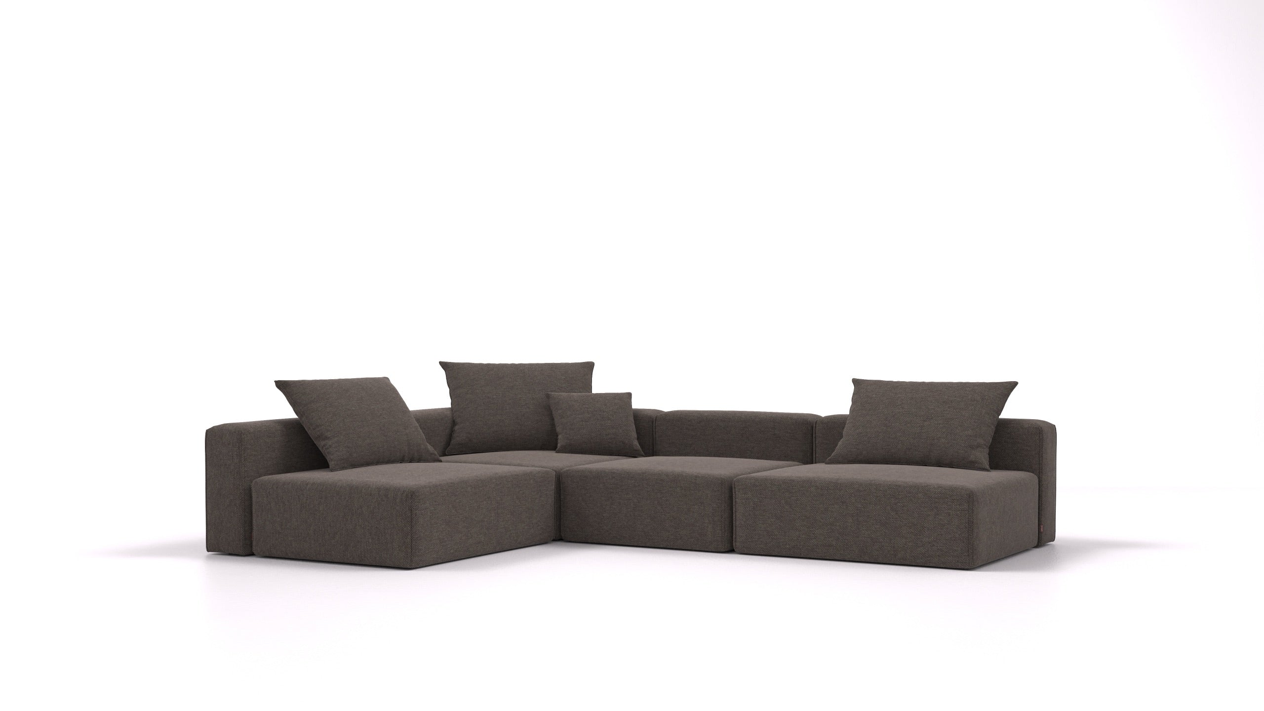 Bard L, modularna sedežna garnitura FEYDOM v tkanini Velare ET-12 Dark Grey, pogled od spredaj