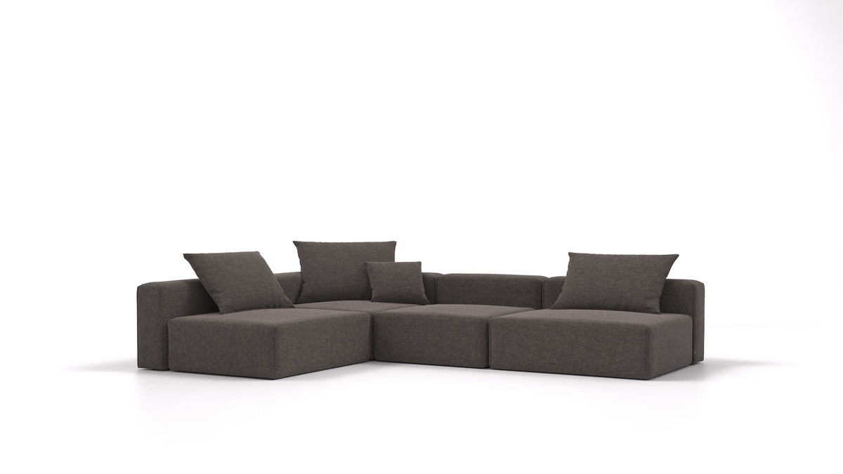 Bard L, modularna sedežna garnitura FEYDOM v tkanini Velare ET-12 Dark Grey, pogled od spredaj