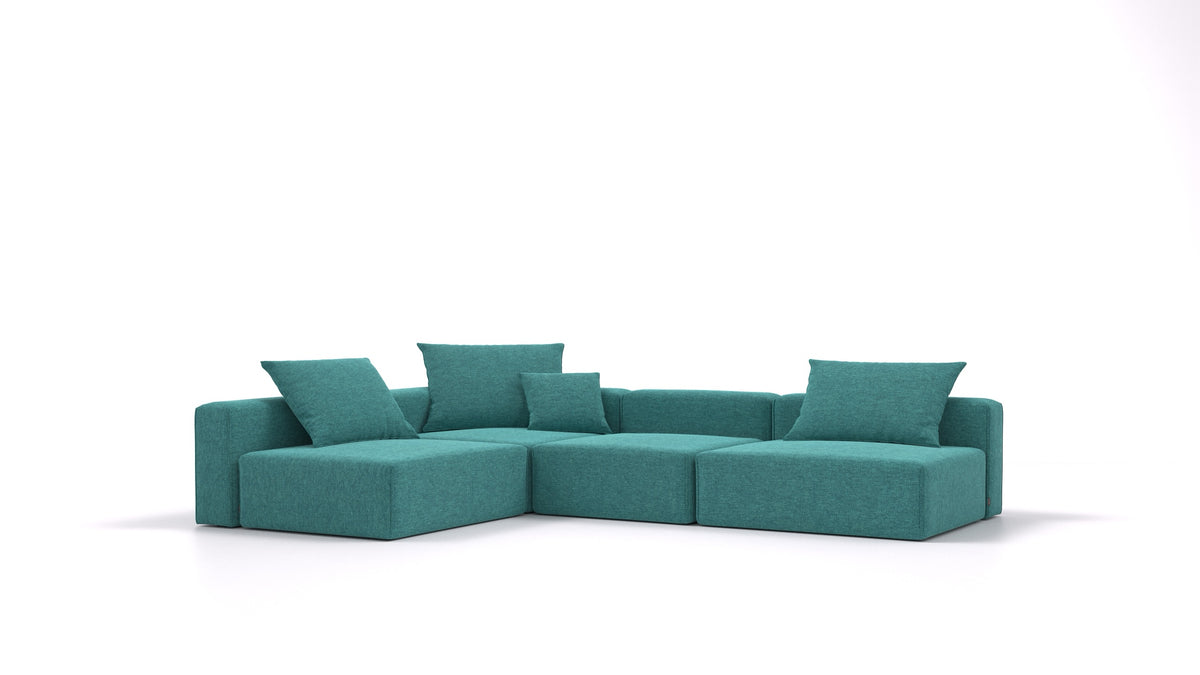Bard L, modularna sedežna garnitura FEYDOM v tkanini Velare ET-16 Turquoise, pogled od spredaj