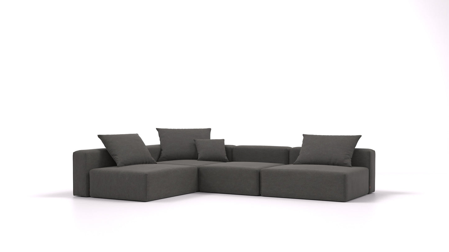 Bard L, modularna sedežna garnitura FEYDOM v tkanini Mollia FF-12 Dark Grey, pogled od spredaj