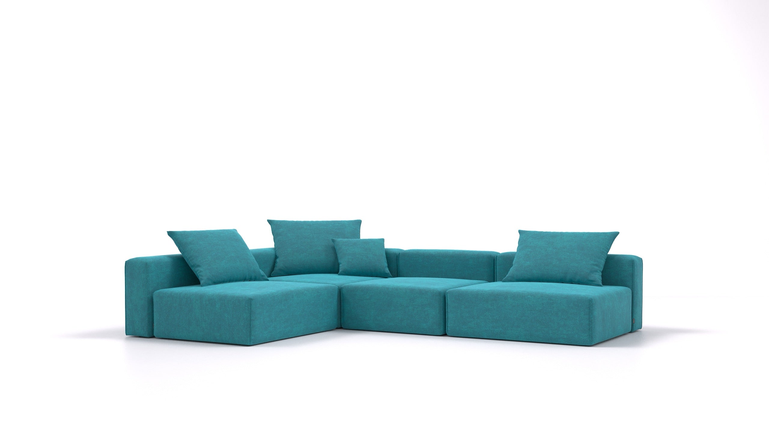 Bard L, modularna sedežna garnitura FEYDOM v tkanini Mollia FF-20 Turquoise, pogled od spredaj