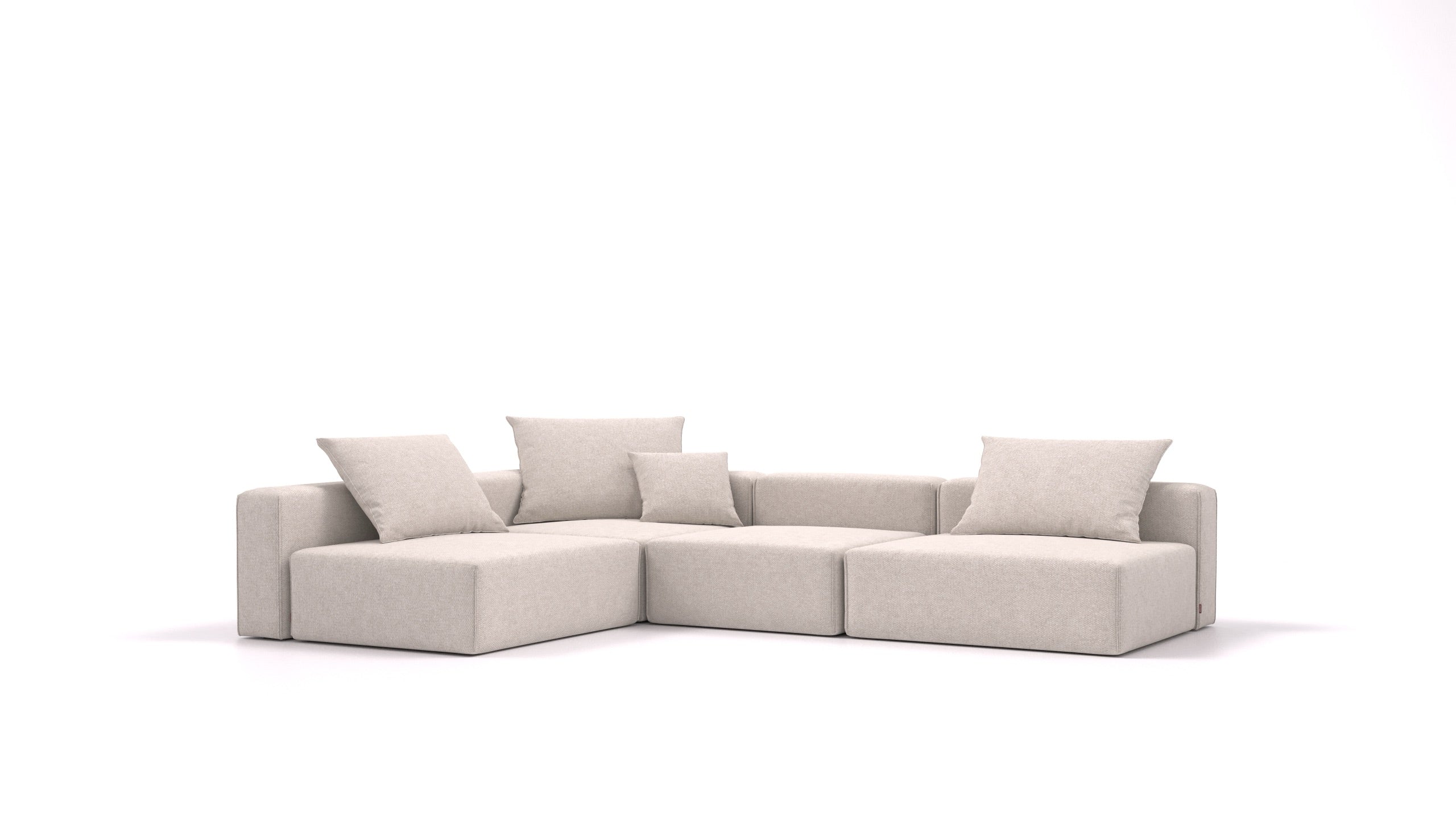 Bard L, modularna sedežna garnitura FEYDOM v tkanini Icon IC-02 Natur, pogled od spredaj