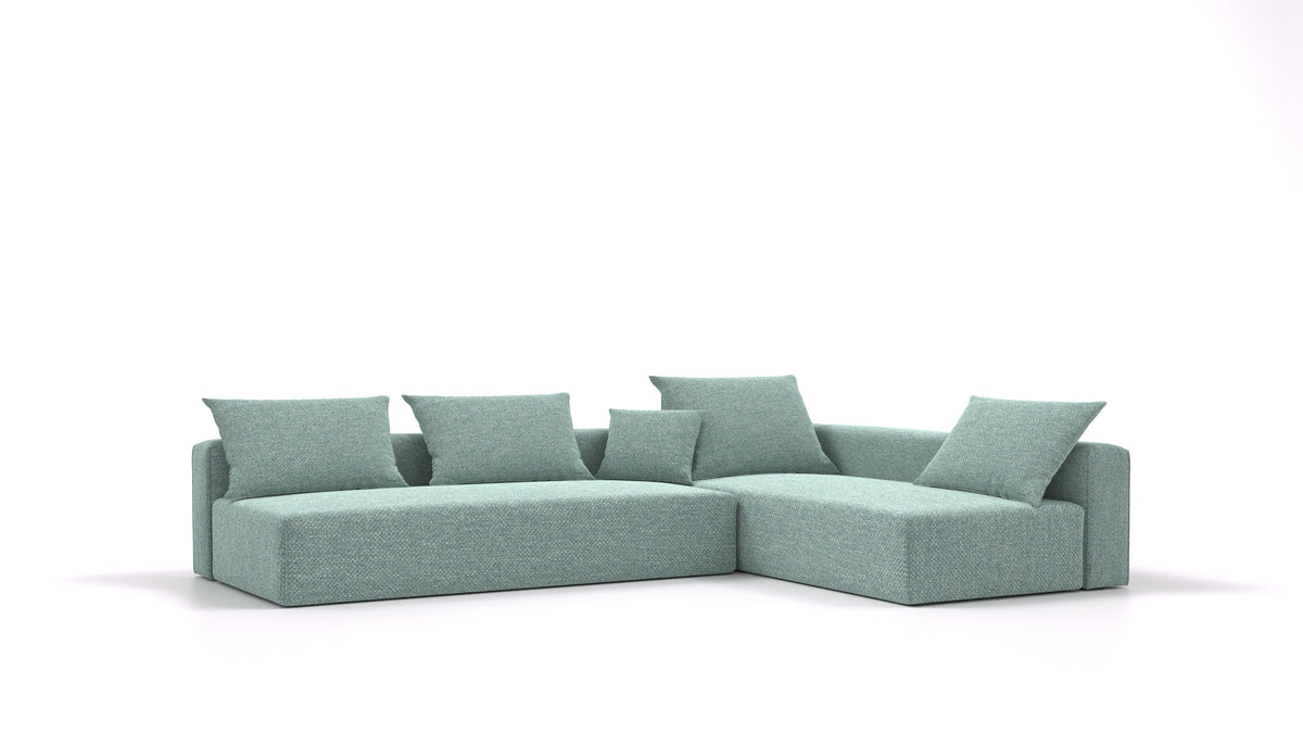 Bard L2, modularna sedežna garnitura FEYDOM v tkanini Alure DE-75 Pastel Blue, pogled od spredaj