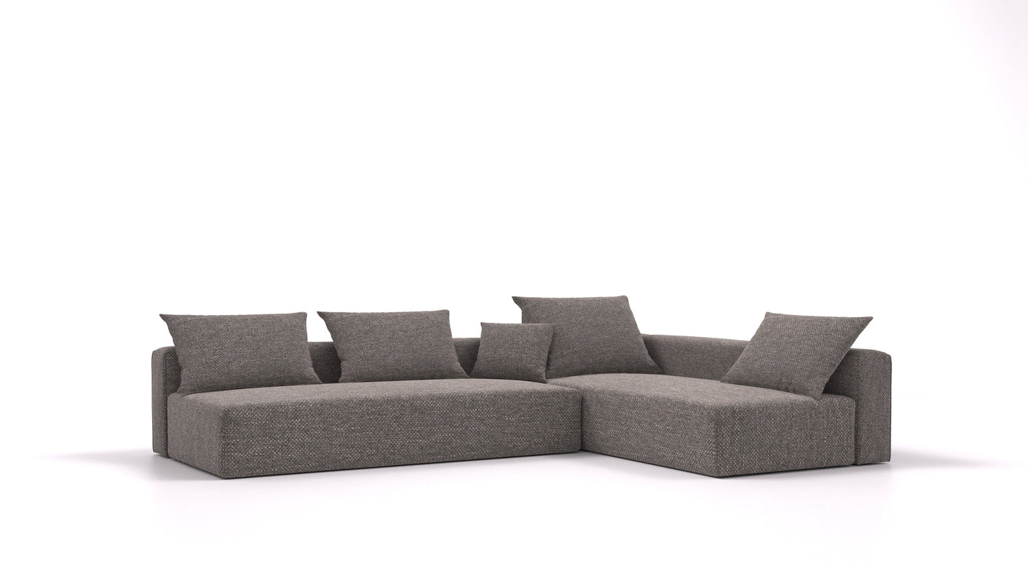 Bard L2, modularna sedežna garnitura FEYDOM v tkanini Alure DE-92 Middle Grey, pogled od spredaj
