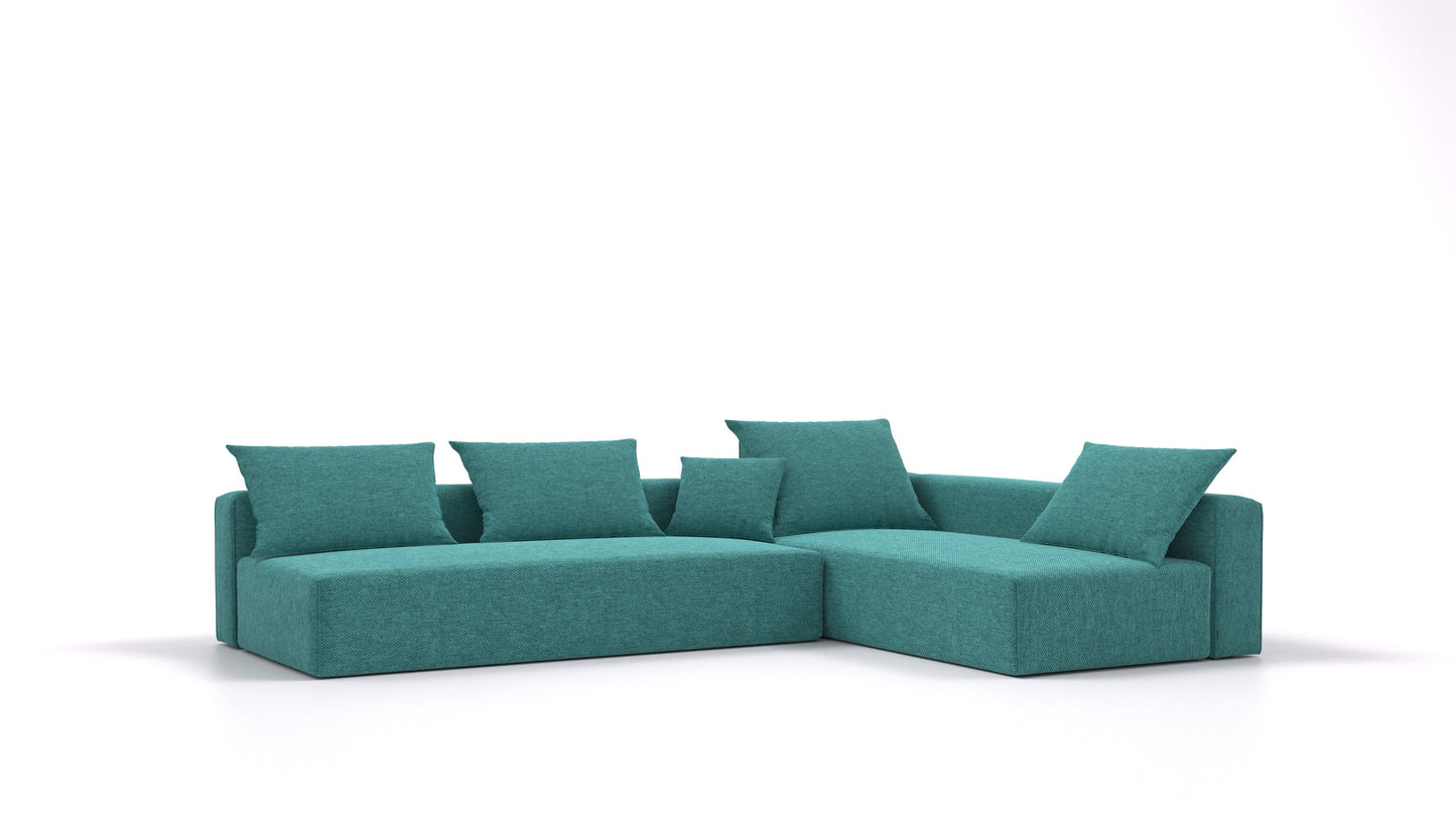 Bard L2, modularna sedežna garnitura FEYDOM v tkanini Velare ET-16 Turquoise, pogled od spredaj