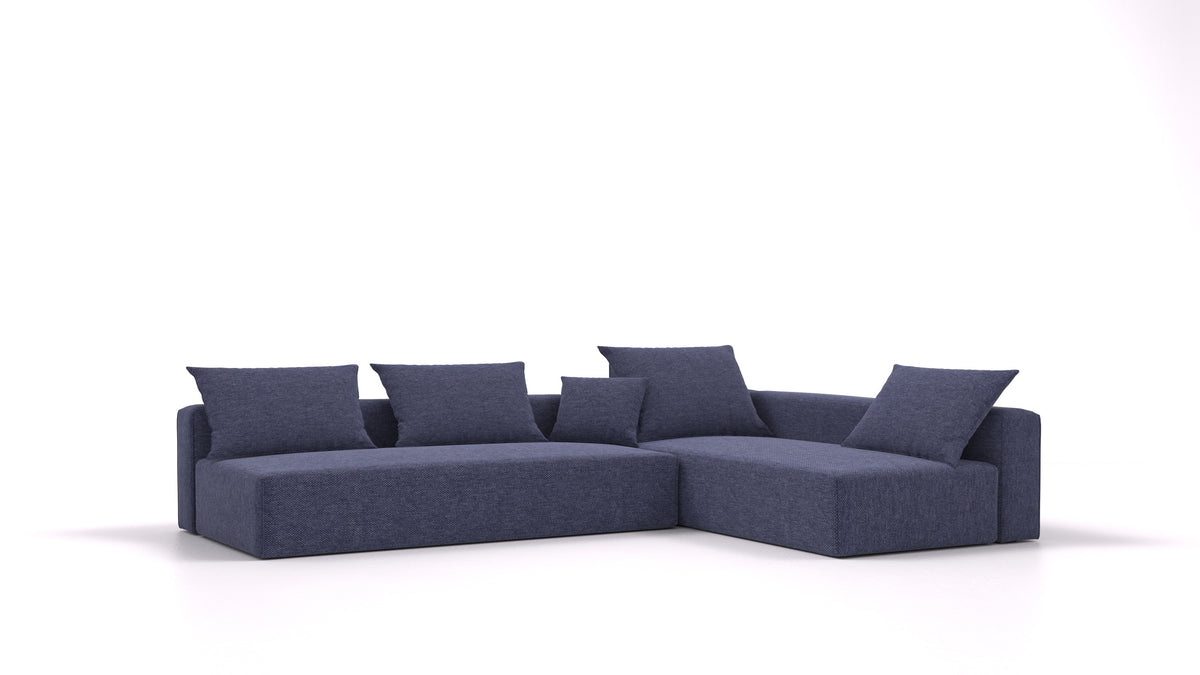 Bard L2, modularna sedežna garnitura FEYDOM v tkanini Velare ET-80 Noble Blue, pogled od spredaj