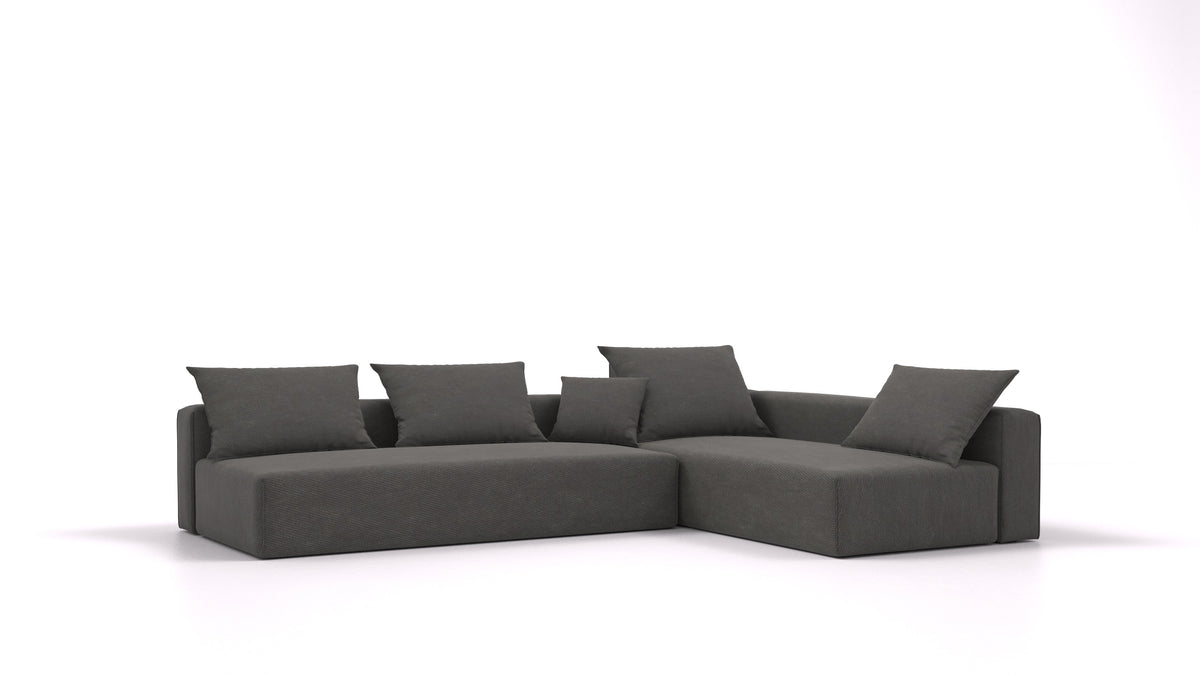 Bard L2, modularna sedežna garnitura FEYDOM v tkanini Mollia FF-12 Dark Grey, pogled od spredaj