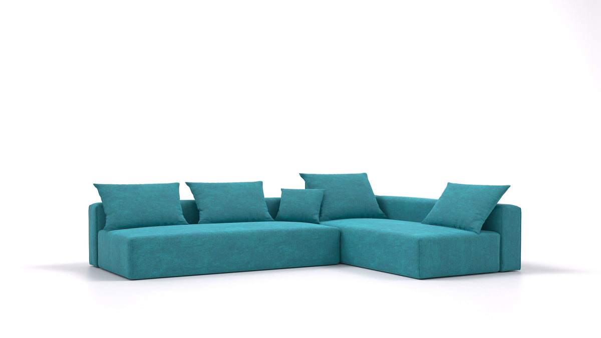 Bard L2, modularna sedežna garnitura FEYDOM v tkanini Mollia FF-20 Turquoise, pogled od spredaj