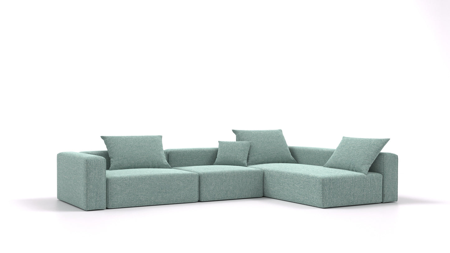 Bard L3, modularna sedežna garnitura FEYDOM v tkanini Alure DE-75 Pastel Blue, pogled od spredaj