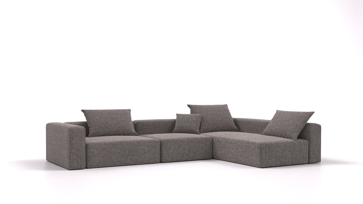 Bard L3, modularna sedežna garnitura FEYDOM v tkanini Alure DE-92 Middle Grey, pogled od spredaj
