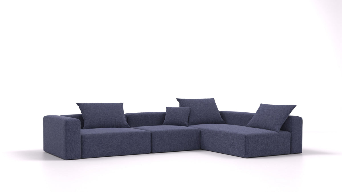 Bard L3, modularna sedežna garnitura FEYDOM v tkanini Velare ET-80 Noble Blue, pogled od spredaj
