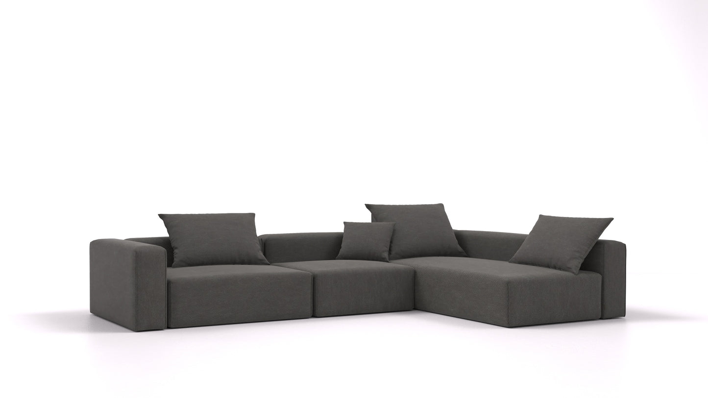 Bard L3, modularna sedežna garnitura FEYDOM v tkanini Mollia FF-12 Dark Grey, pogled od spredaj