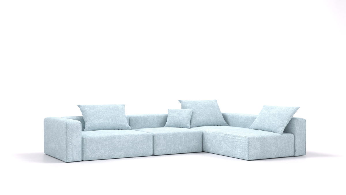 Bard L3, modularna sedežna garnitura FEYDOM v tkanini Mollia FF-19 Pastel Blue, pogled od spredaj