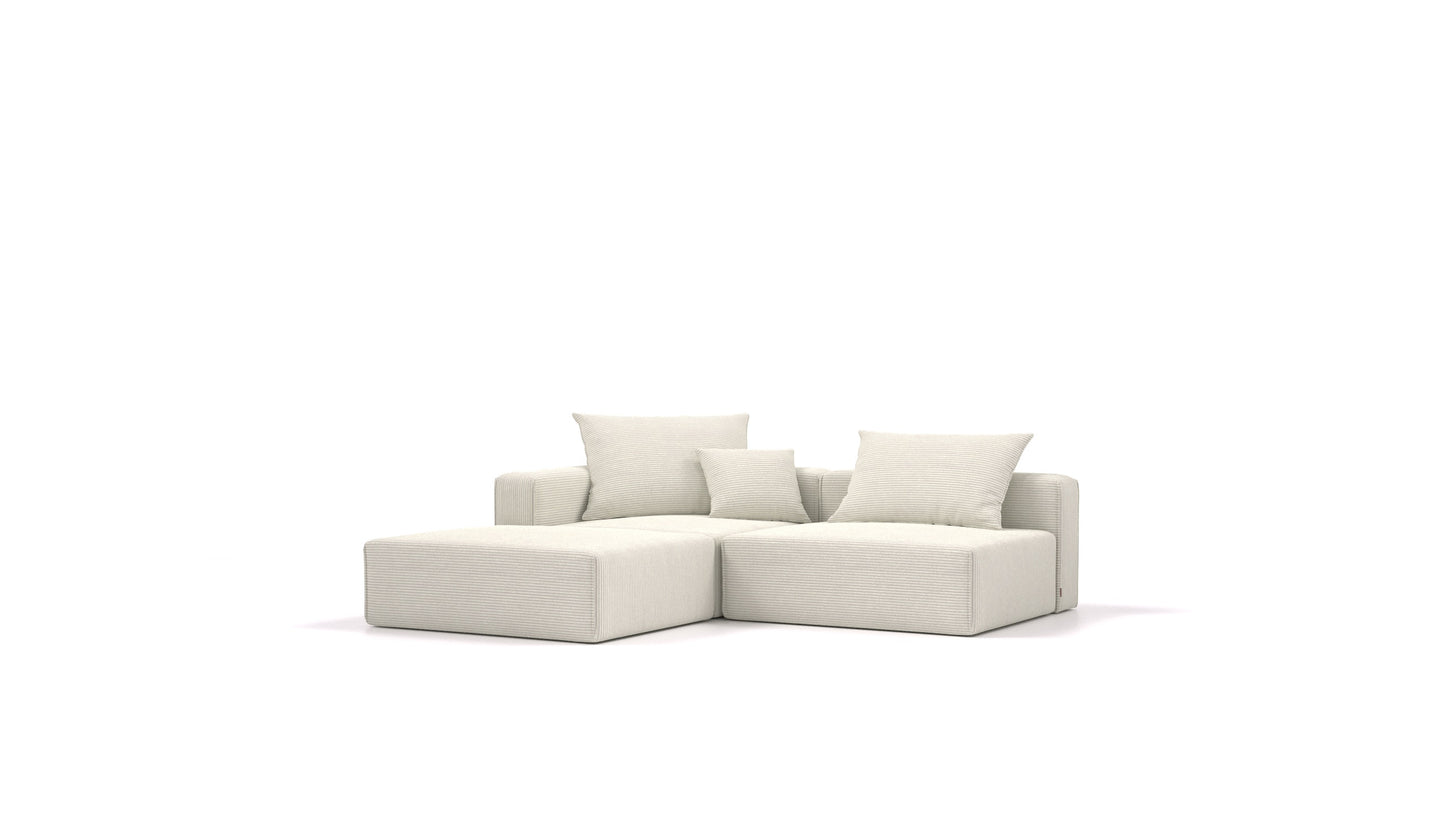 Bard M, modularna sedežna garnitura FEYDOM v tkanini Dahlia DA-83 Pearl, pogled od spredaj