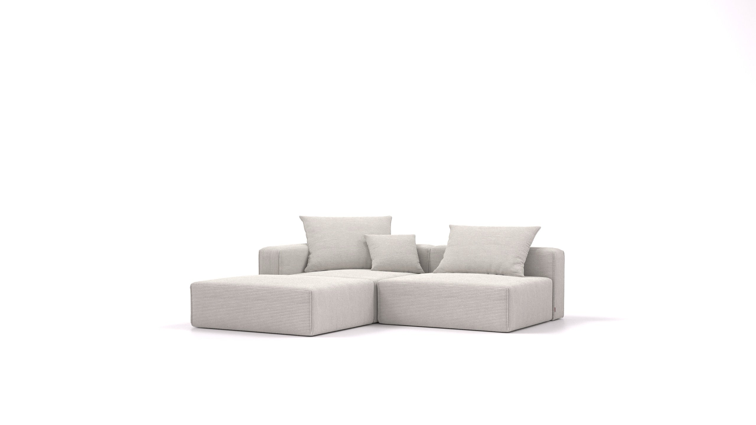 Bard M, modularna sedežna garnitura FEYDOM v tkanini Dahlia DA-86 Platinum, pogled od spredaj