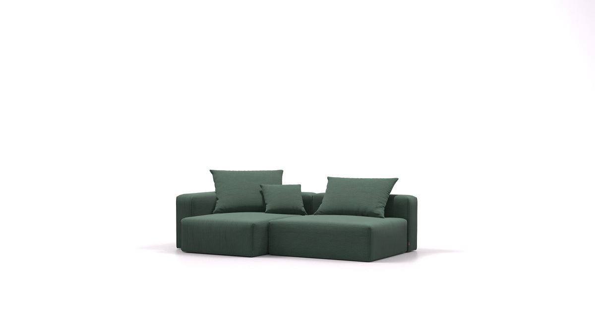 Bard S, modularna sedežna garnitura FEYDOM v tkanini Dahlia DA-39 Emerald Green, pogled od spredaj