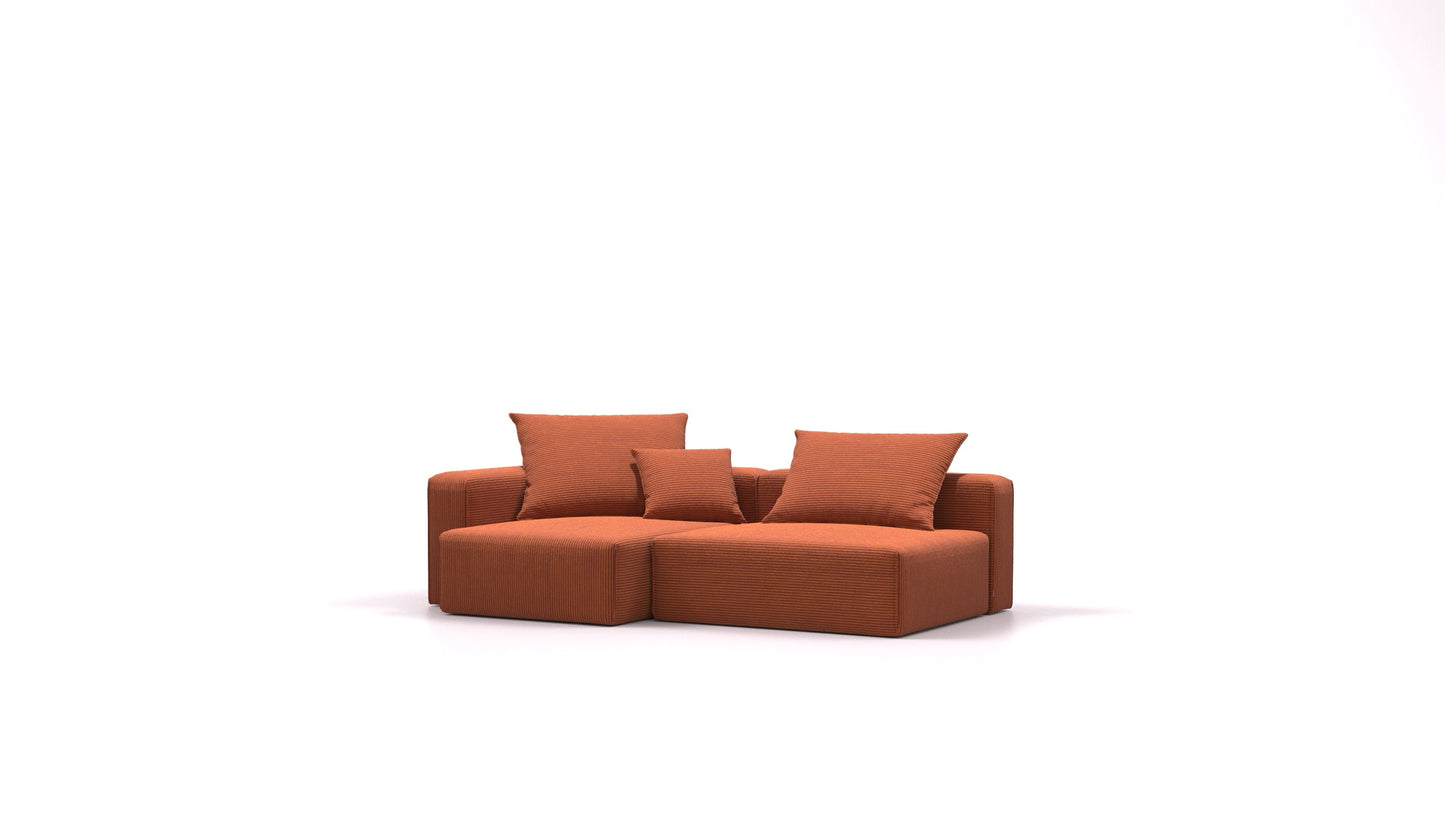 Bard S, modularna sedežna garnitura FEYDOM v tkanini Dahlia DA-52 Terracotta, pogled od spredaj