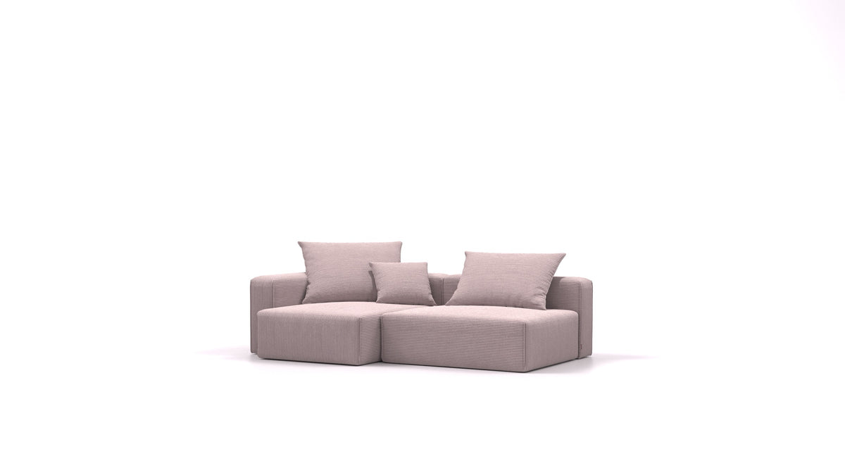 Bard S, modularna sedežna garnitura FEYDOM v tkanini Dahlia DA-61 Rosie Pink, pogled od spredaj