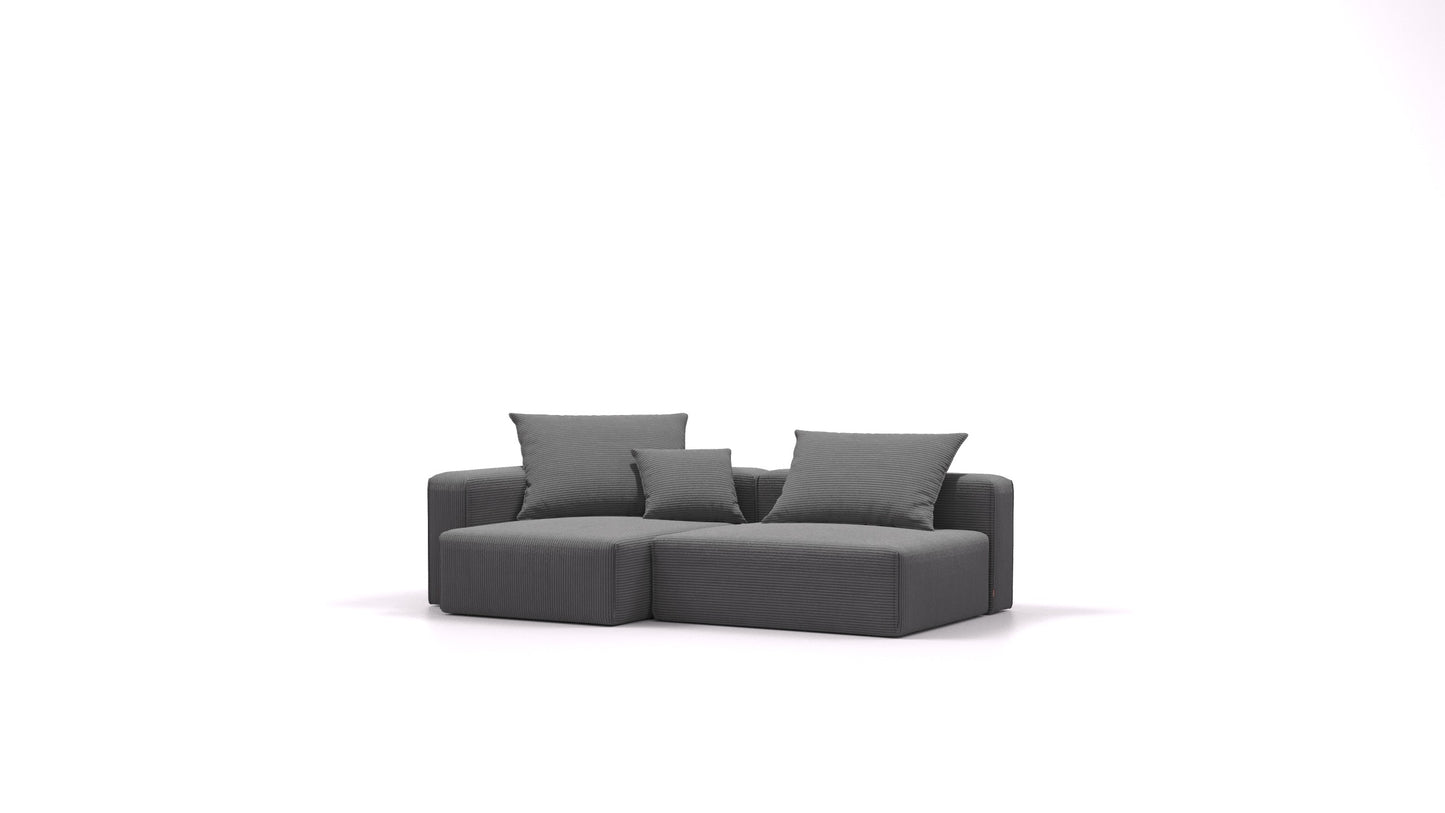 Bard S, modularna sedežna garnitura FEYDOM v tkanini Dahlia DA-90 Midnight Grey, pogled od spredaj