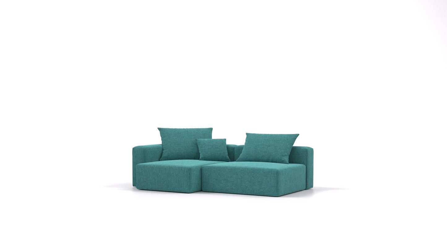 Bard S, modularna sedežna garnitura FEYDOM v tkanini Velare ET-16 Turquoise, pogled od spredaj