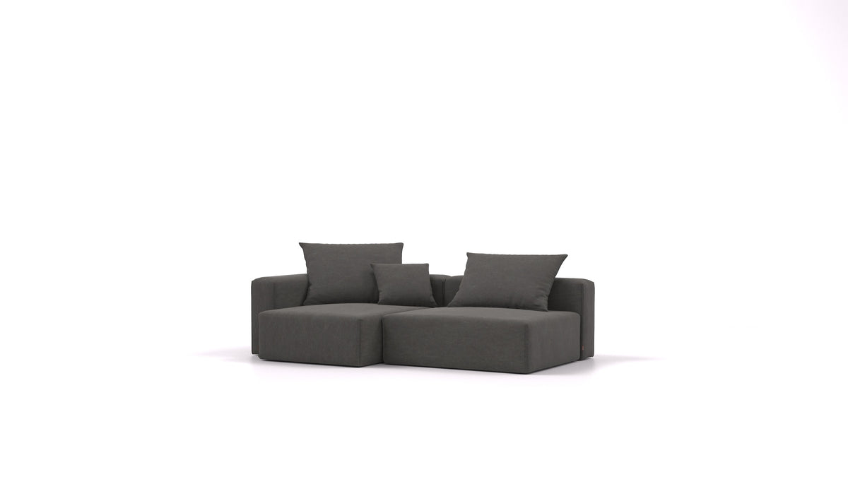 Bard S, modularna sedežna garnitura FEYDOM v tkanini Mollia FF-12 Dark Grey, pogled od spredaj