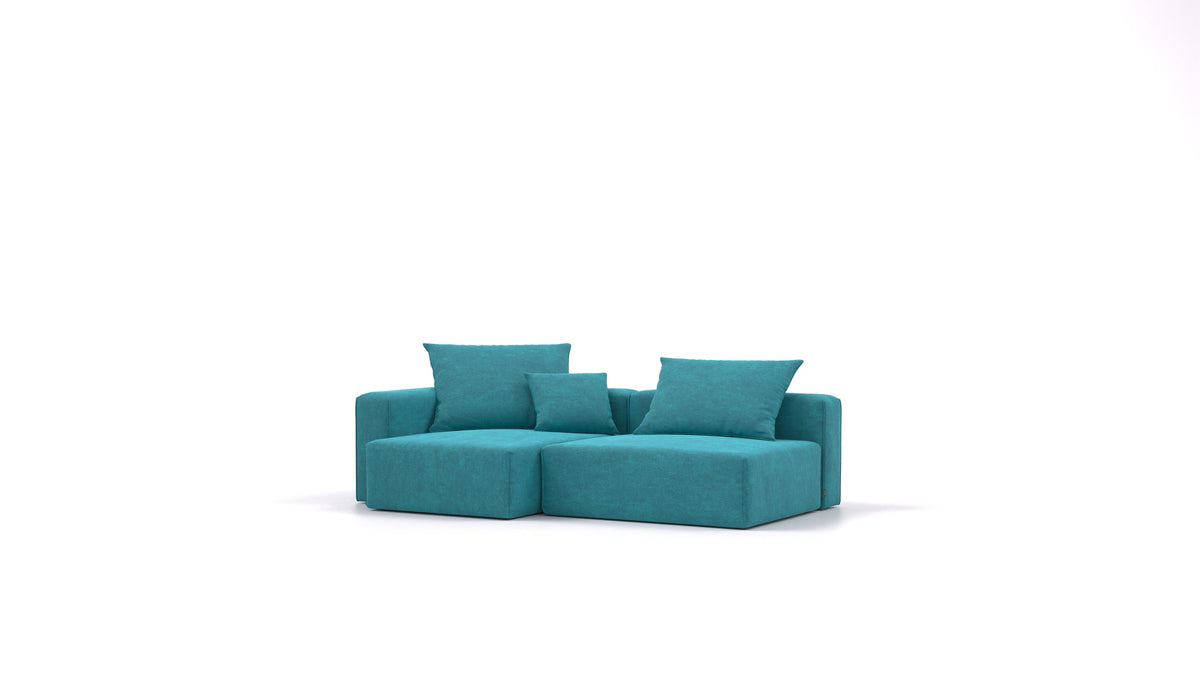 Bard S, modularna sedežna garnitura FEYDOM v tkanini Mollia FF-20 Turquoise, pogled od spredaj