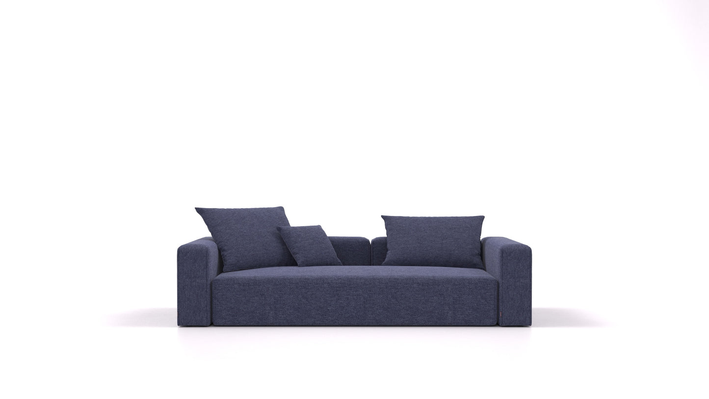 Bard Trosed, modularna sedežna garnitura FEYDOM v tkanini Velare ET-80 Noble Blue, pogled od spredaj