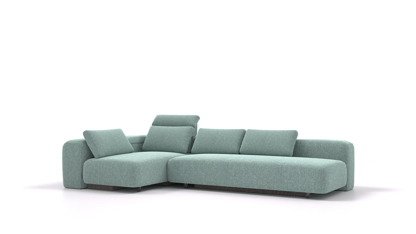 BonBon3 E, modularna sedežna garnitura FEYDOM v tkanini Alure DE-75 Pastel Blue, pogled od spredaj