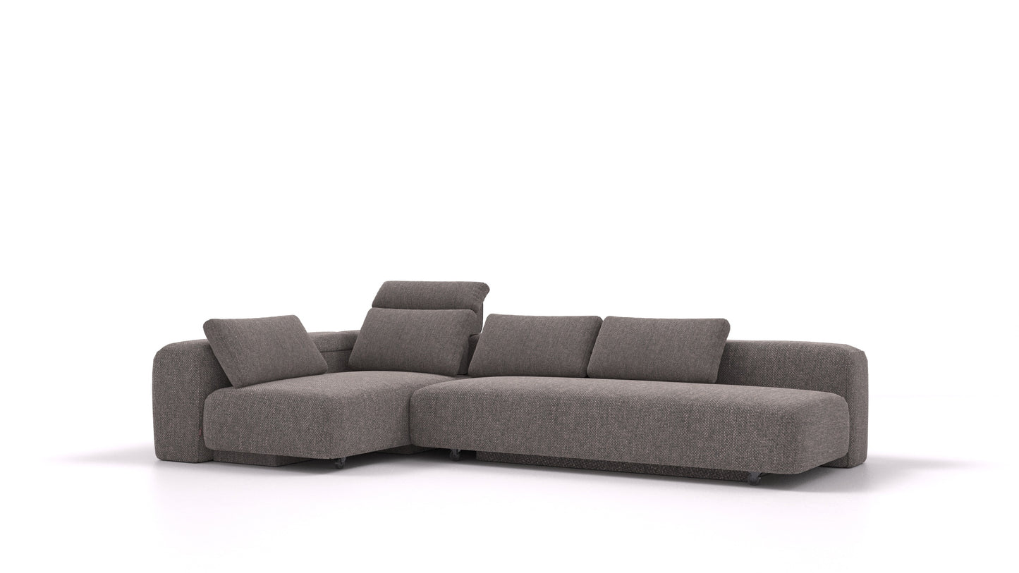 BonBon3 E, modularna sedežna garnitura FEYDOM v tkanini Alure DE-92 Middle Grey, pogled od spredaj