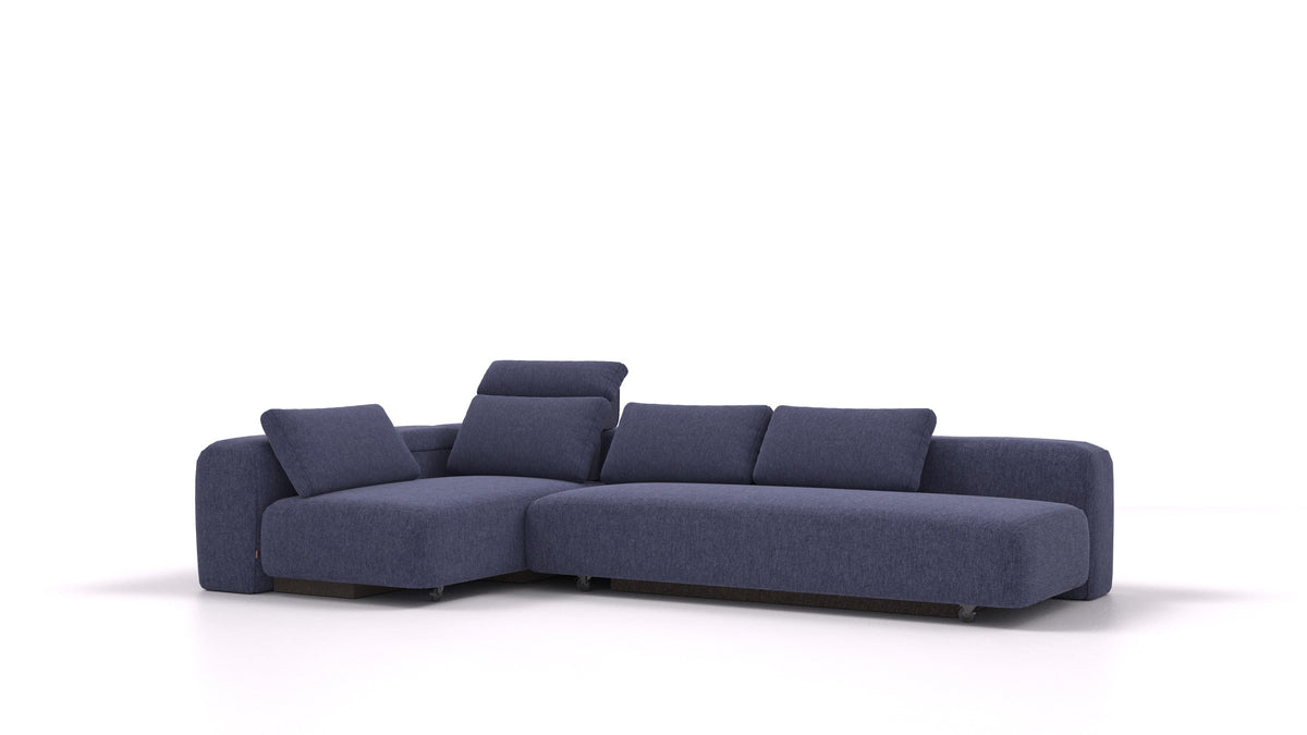BonBon3 E, modularna sedežna garnitura FEYDOM v tkanini Velare ET-80 Noble Blue, pogled od spredaj
