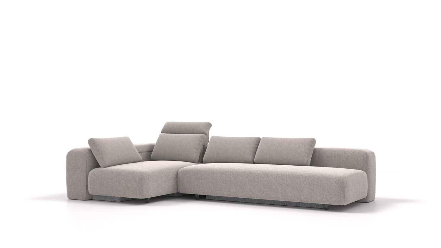 BonBon3 E, modularna sedežna garnitura FEYDOM v tkanini Phoenix FE-84 Middle Grey, pogled od spredaj
