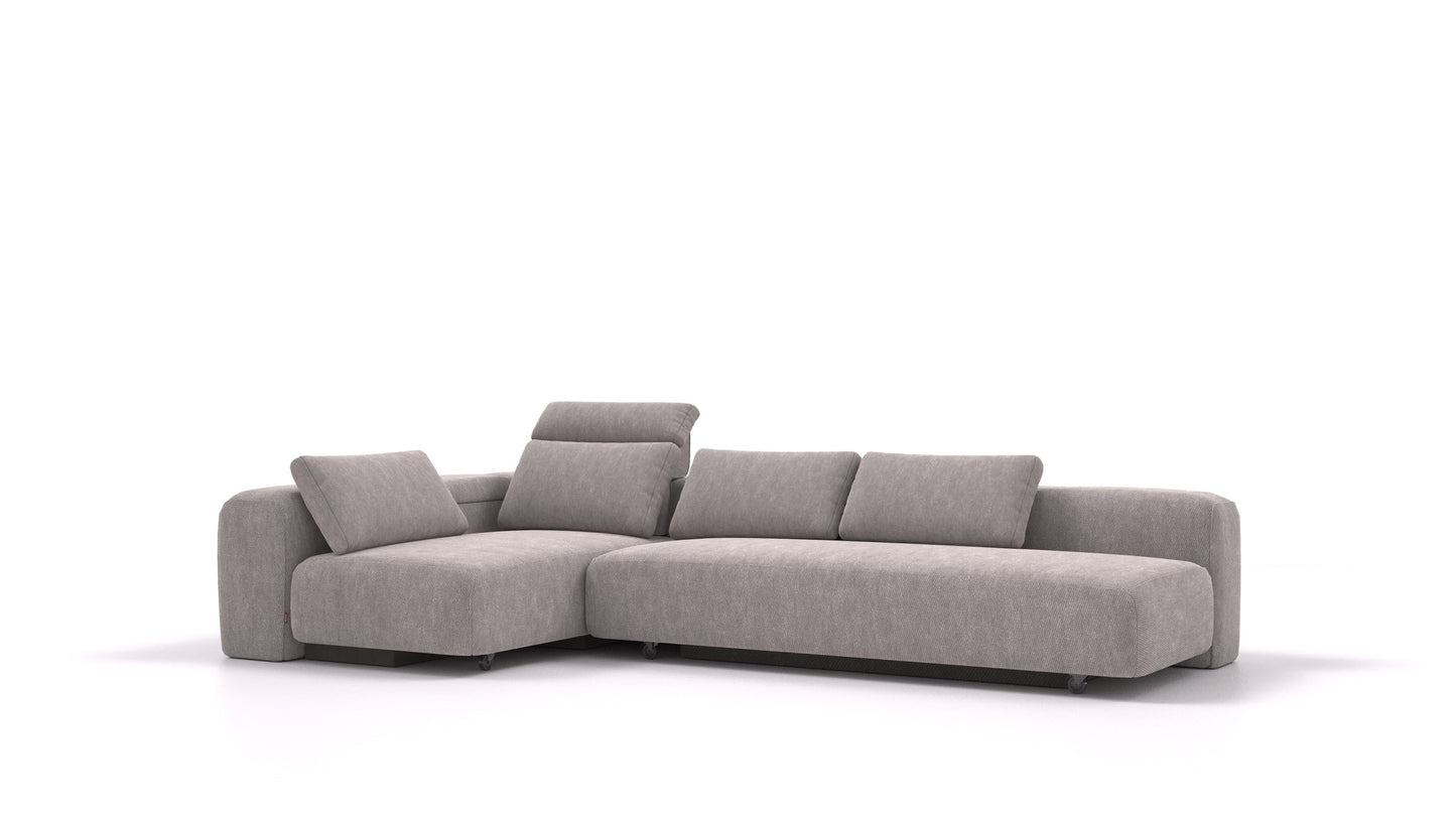 BonBon3 E, modularna sedežna garnitura FEYDOM v tkanini Mollia FF-14 Middle Grey, pogled od spredaj