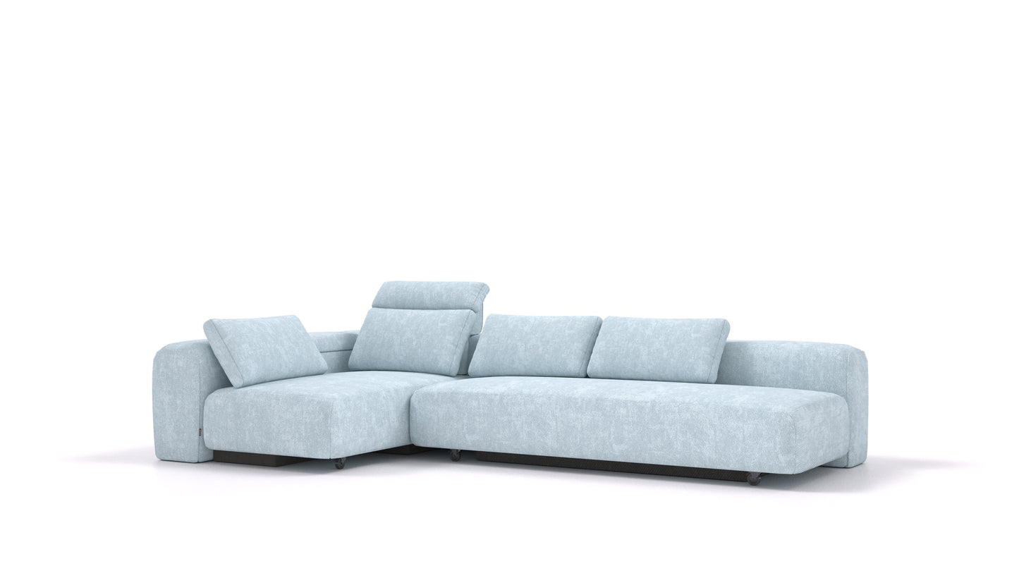 BonBon3 E, modularna sedežna garnitura FEYDOM v tkanini Mollia FF-19 Pastel Blue, pogled od spredaj