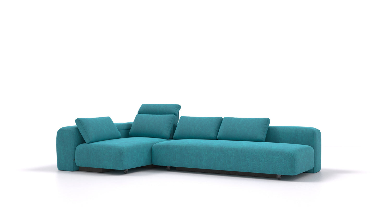 BonBon3 E, modularna sedežna garnitura FEYDOM v tkanini Mollia FF-20 Turquoise, pogled od spredaj
