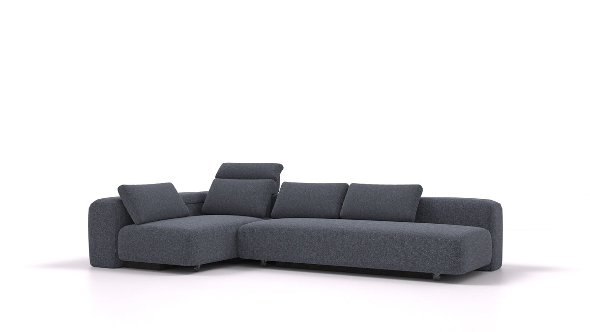 BonBon3 E, modularna sedežna garnitura FEYDOM v tkanini Icon IC-79 Deep Blue, pogled od spredaj