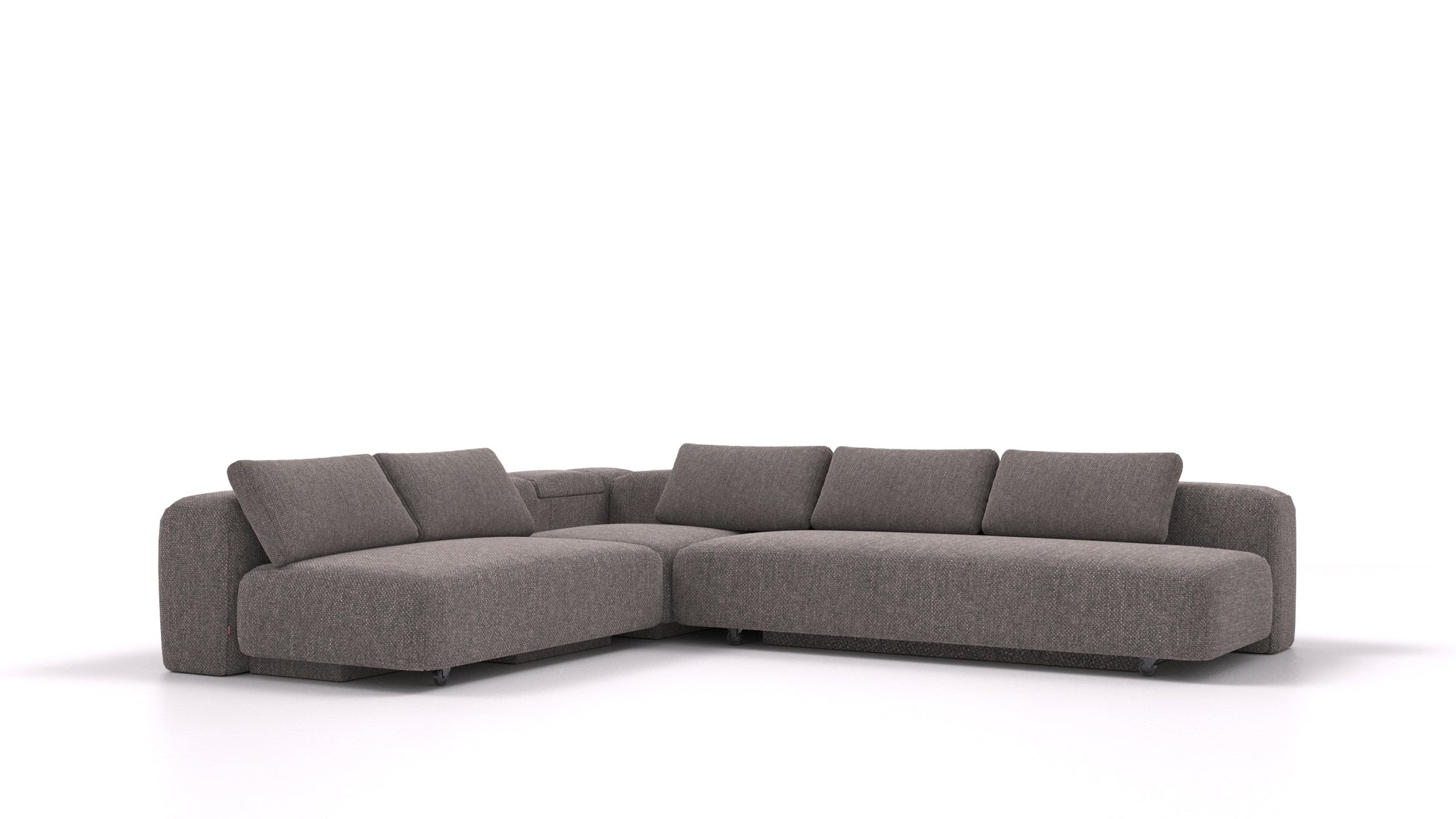 BonBon3 E+, modularna sedežna garnitura FEYDOM v tkanini Alure DE-92 Middle Grey, pogled od spredaj