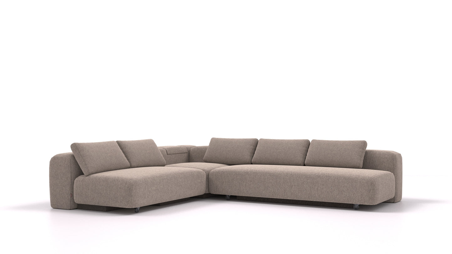 BonBon3 E+, modularna sedežna garnitura FEYDOM v tkanini Velare ET-14 Middle Grey, pogled od spredaj
