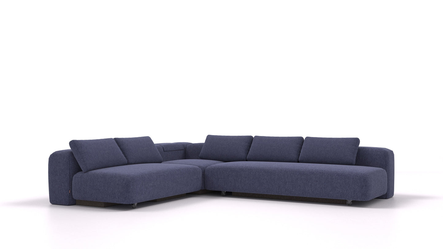 BonBon3 E+, modularna sedežna garnitura FEYDOM v tkanini Velare ET-80 Noble Blue, pogled od spredaj