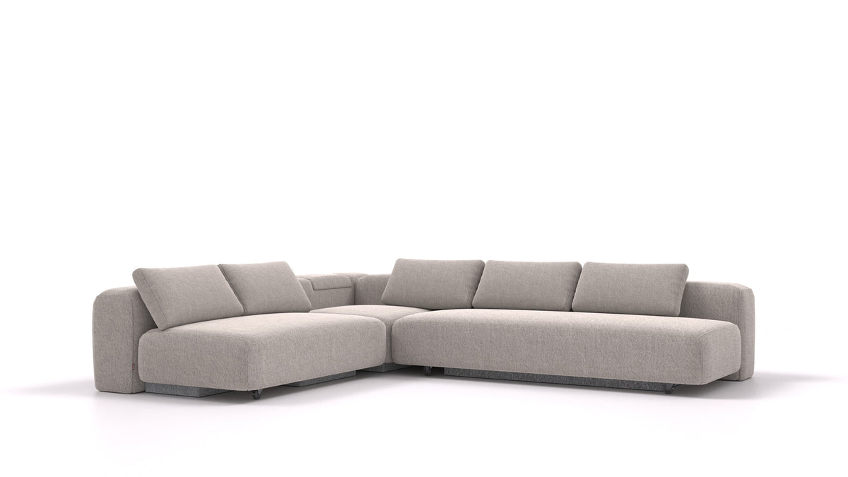BonBon3 E+, modularna sedežna garnitura FEYDOM v tkanini Phoenix FE-84 Middle Grey, pogled od spredaj