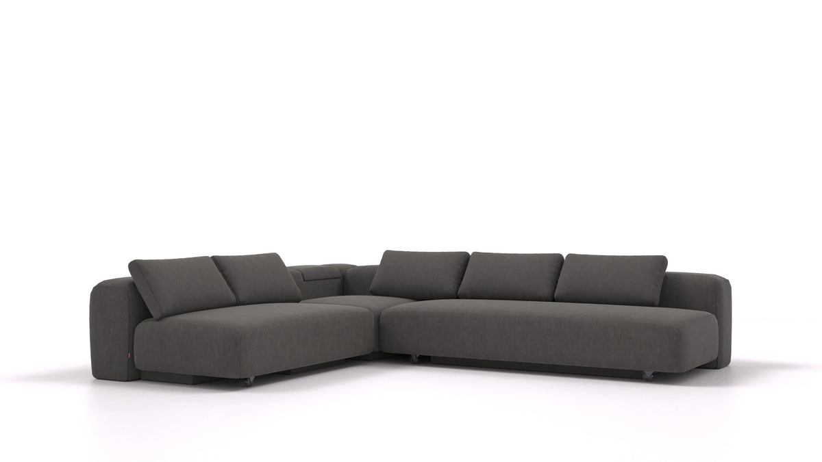 BonBon3 E+, modularna sedežna garnitura FEYDOM v tkanini Mollia FF-12 Dark Grey, pogled od spredaj