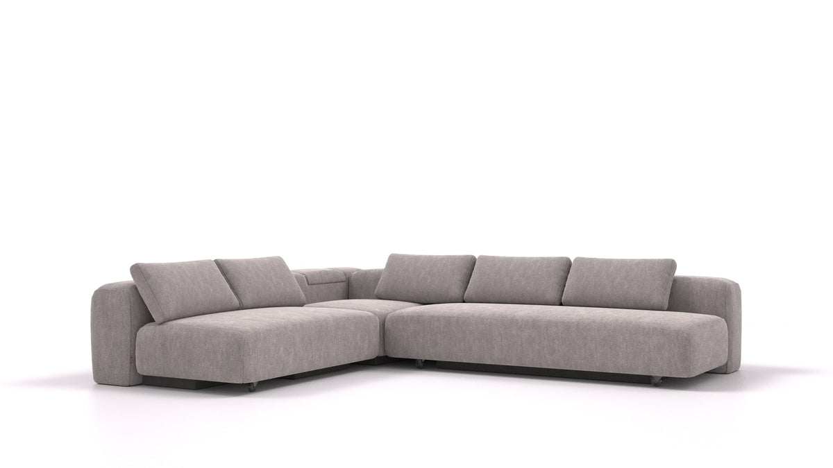 BonBon3 E+, modularna sedežna garnitura FEYDOM v tkanini Mollia FF-14 Middle Grey, pogled od spredaj