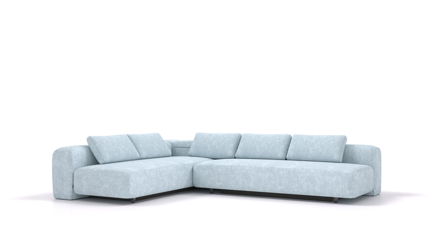 BonBon3 G, modularna sedežna garnitura FEYDOM v tkanini Mollia FF-19 Pastel Blue, pogled od spredaj