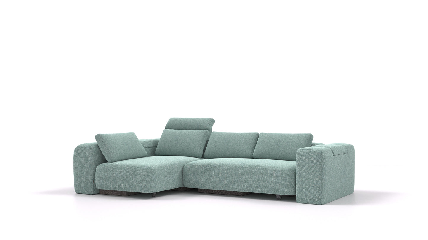 BonBon3 L, modularna sedežna garnitura FEYDOM v tkanini Alure DE-75 Pastel Blue, pogled od spredaj