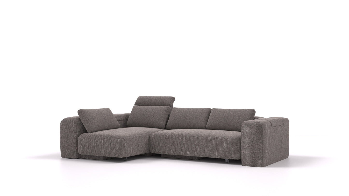 BonBon3 L, modularna sedežna garnitura FEYDOM v tkanini Alure DE-92 Middle Grey, pogled od spredaj