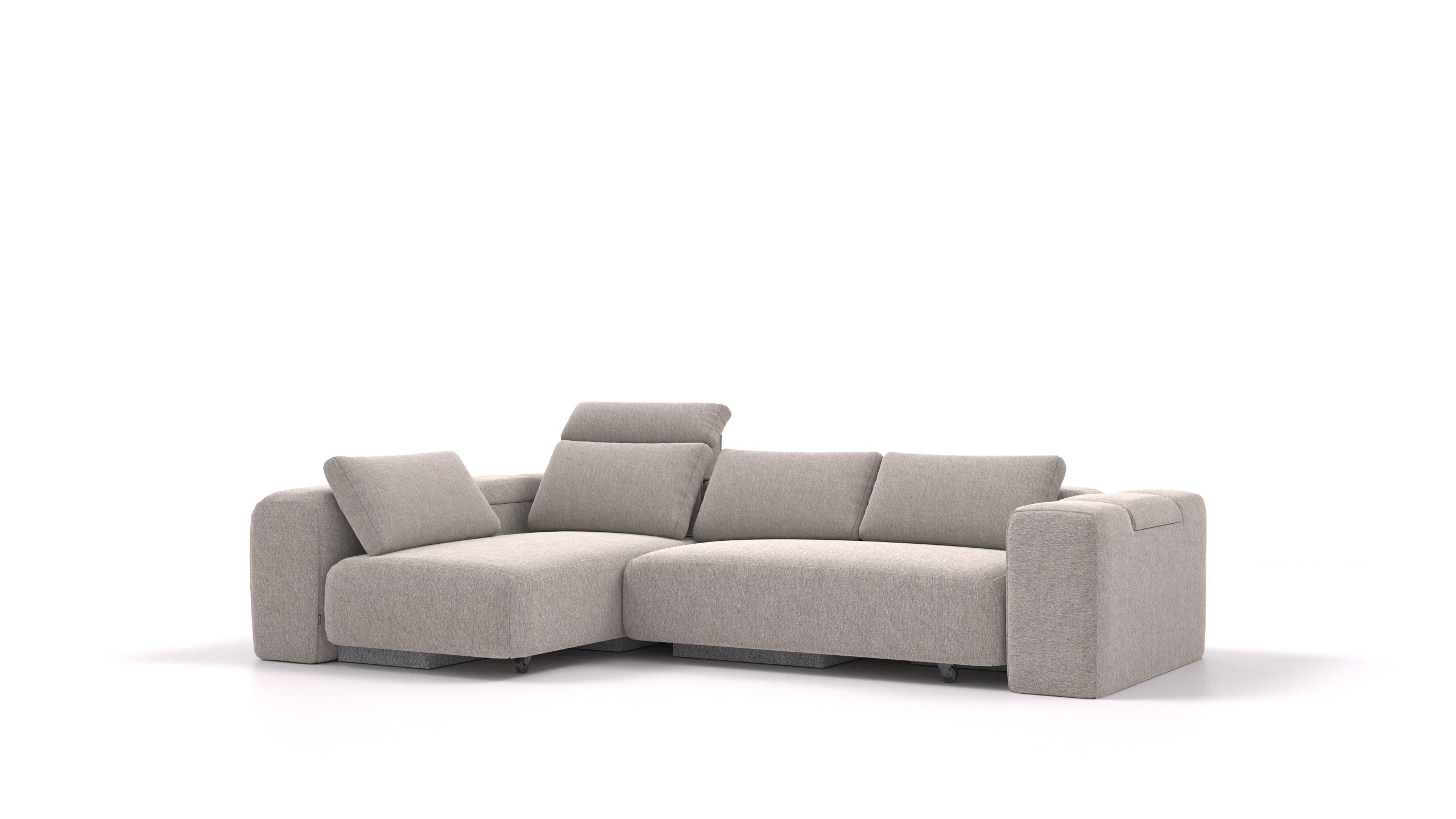 BonBon3 L, modularna sedežna garnitura FEYDOM v tkanini Phoenix FE-84 Middle Grey, pogled od spredaj
